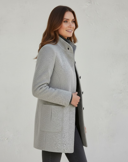 Dames wollen wintermantel - Elegante pasvorm en klassieke knopen