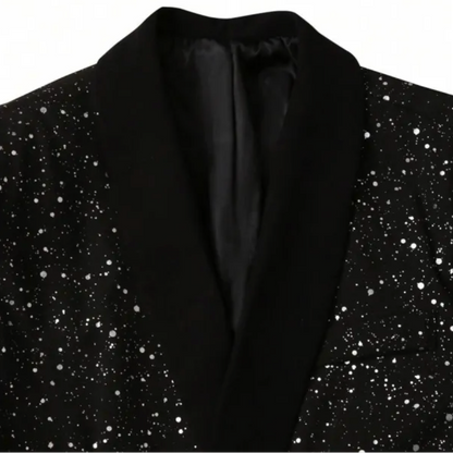 Heren Glitter Colbert met Satijnen Sjaalkraag