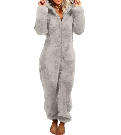 Dames Comfortabele Pyjama Set – Effen Lichtgrijs, Ideaal voor Thuis en Ontspanning