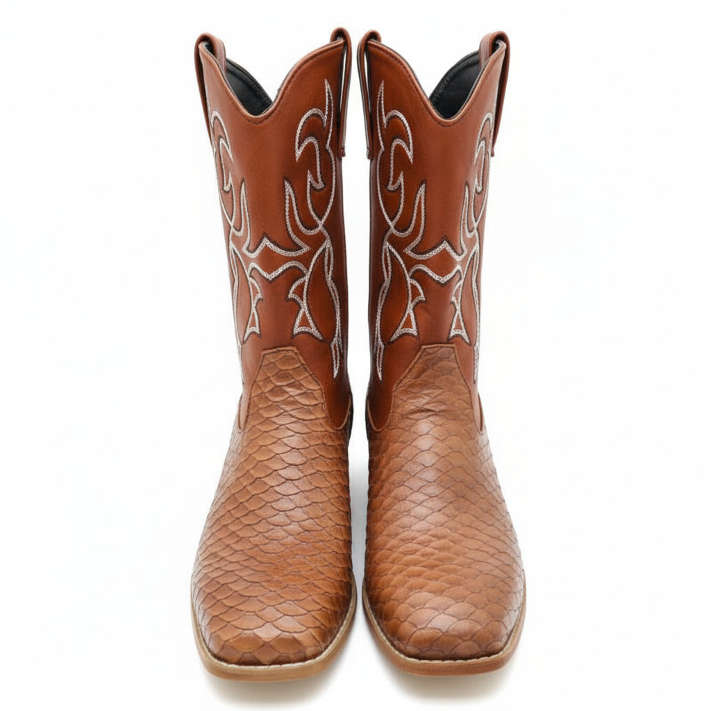 Cowboylaarzen Heren met Exotische Print - Leren Western Boots