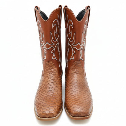 Cowboylaarzen Heren met Exotische Print - Leren Western Boots