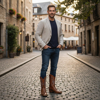 Cowboylaarzen Heren met Exotische Print - Leren Western Boots