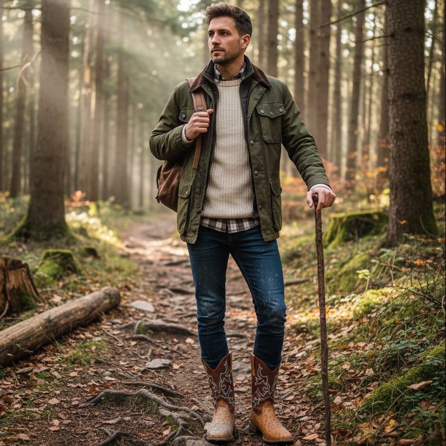 Cowboylaarzen Heren met Exotische Print - Leren Western Boots