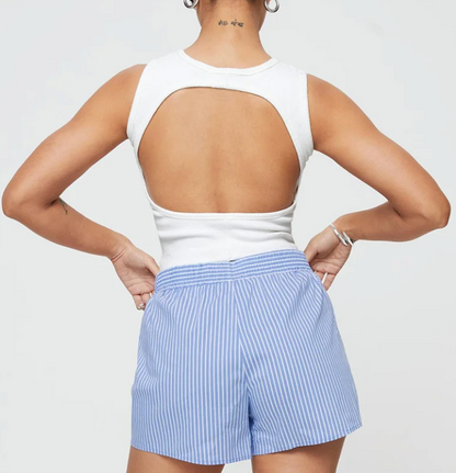 Luna - Comfortabele Lounge Shorts met Elastische Tailleband en Ademend Gestreept Design