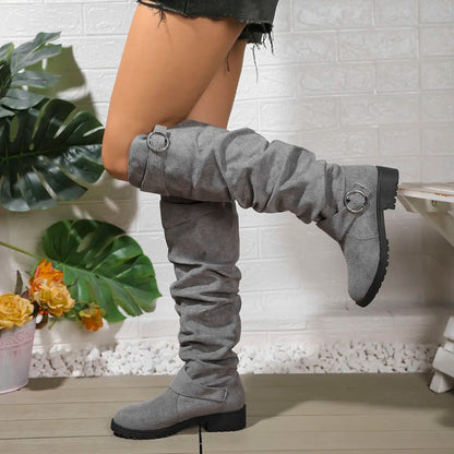 Dames Knielaarzen Slouchy Fit met Gespdetails