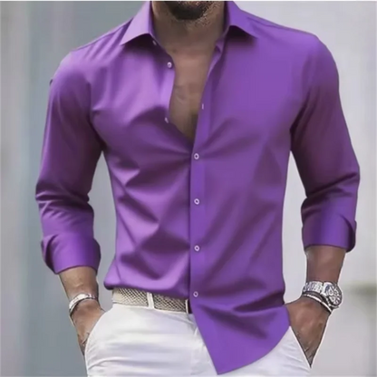 Heren Overhemd Slim Fit met Knopen - Lange Mouw