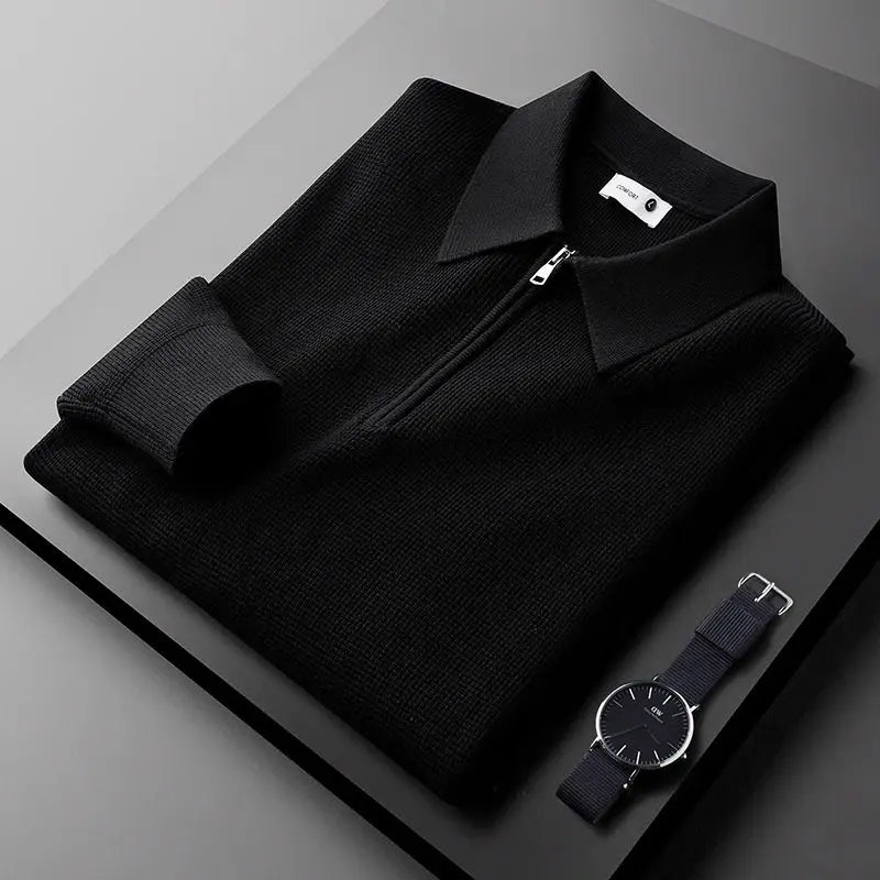 Heren Quarter-Zip Trui met Wafelstructuur