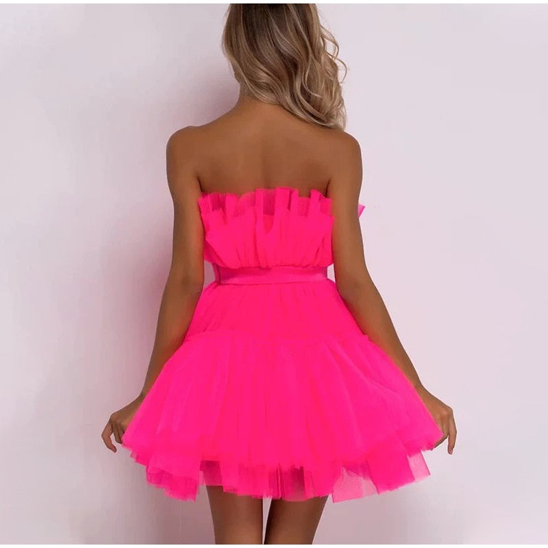 Dames Tulle Jurk – Feestelijk, Getailleerd, Geschikt voor Avondkleding