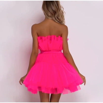 Dames Tulle Jurk – Feestelijk, Getailleerd, Geschikt voor Avondkleding