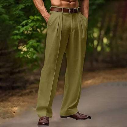 Heren Pantalon met Hoge Taille en Plooien – Zakken aan de Zijkant