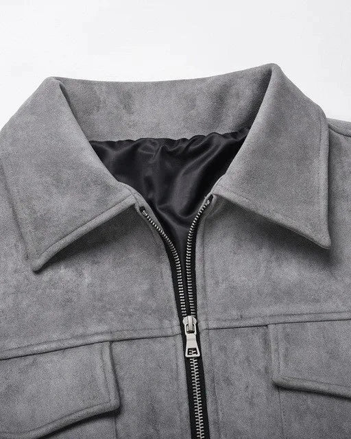 Heren Field Jacket Veganistisch Suède met Functionele Zakken