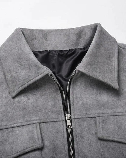 Heren Field Jacket Veganistisch Suède met Functionele Zakken