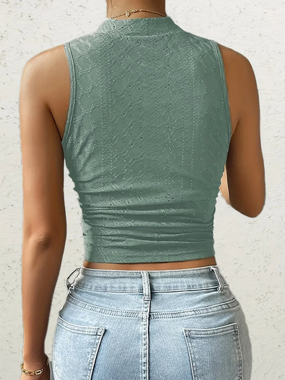 Grietje - Tanktop met Borduurwerk en Ronde Hals