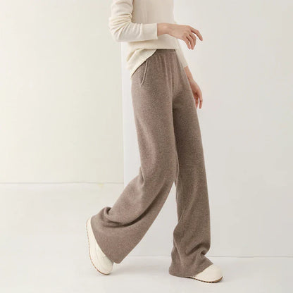 Dames Broek Merinowol Hoge Taille Wide-Leg