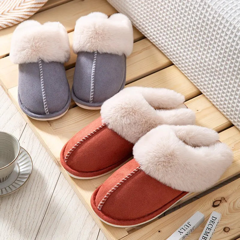 Dames Warme Gevoerde Pantoffels – Pluche Winter Huispantoffels voor Binnen