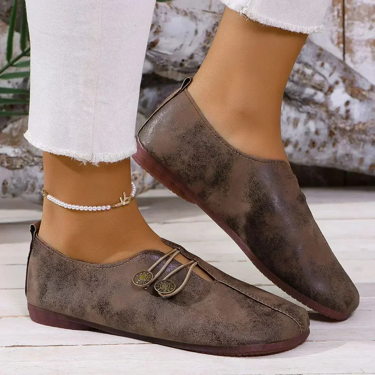 Dames Loafers Suede met Elastische Bandsluiting