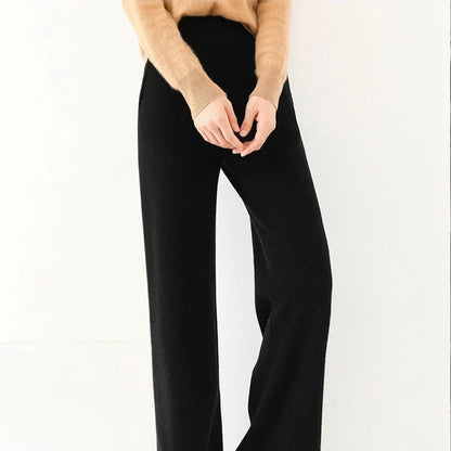 Dames Broek Merinowol Hoge Taille Wide-Leg