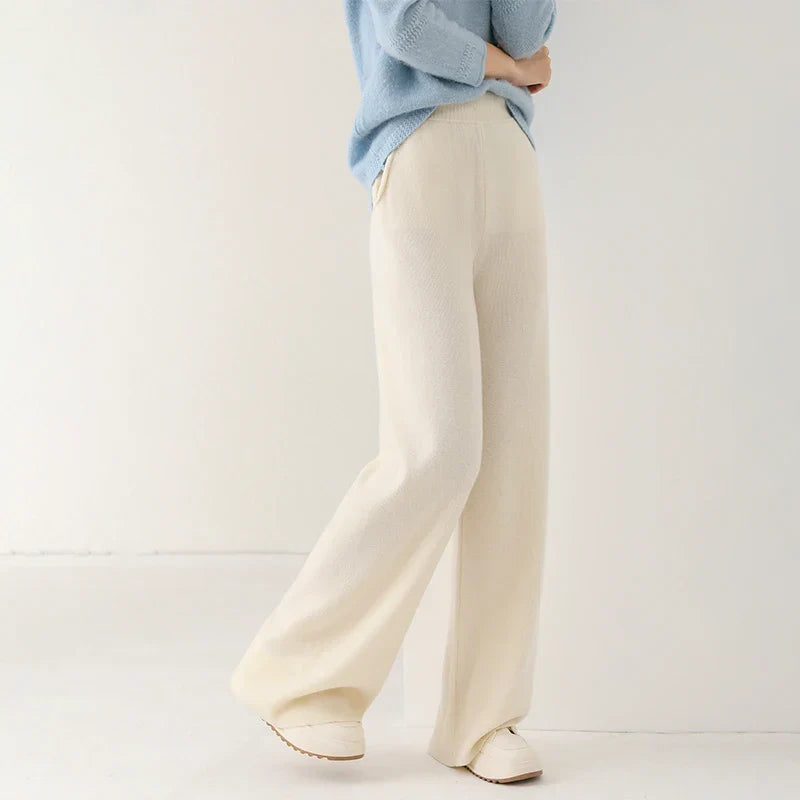 Dames Broek Merinowol Hoge Taille Wide-Leg