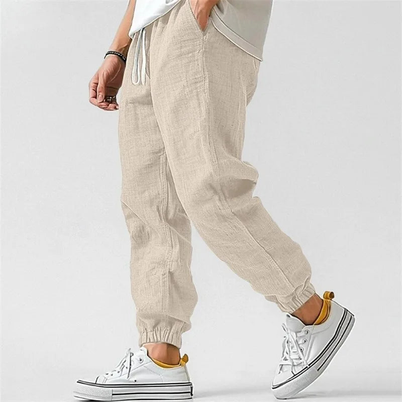 Dames Joggingbroek Linnen Blend met Trekkoord en Boord