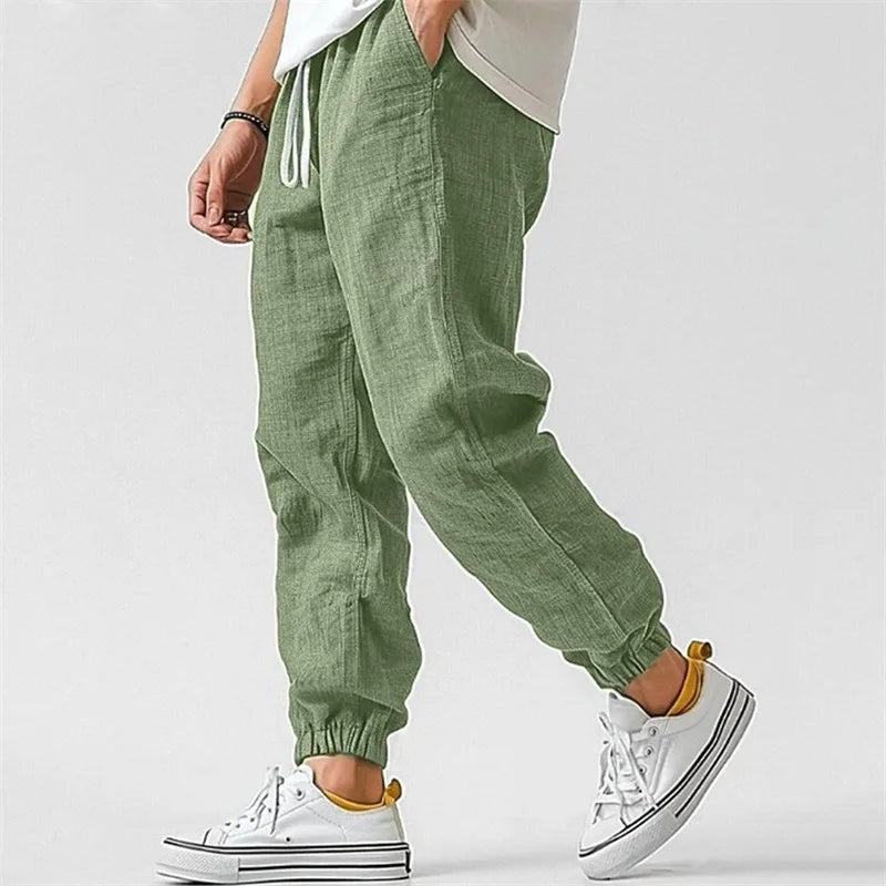 Dames Joggingbroek Linnen Blend met Trekkoord en Boord