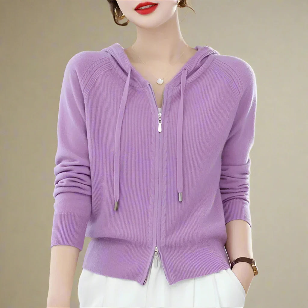 Dames Hoodie Loft Knit met Gevoerde Capuchon