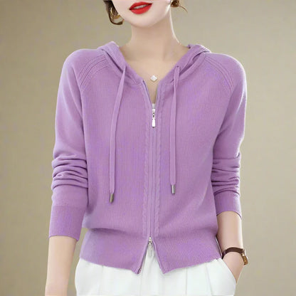 Dames Hoodie Loft Knit met Gevoerde Capuchon