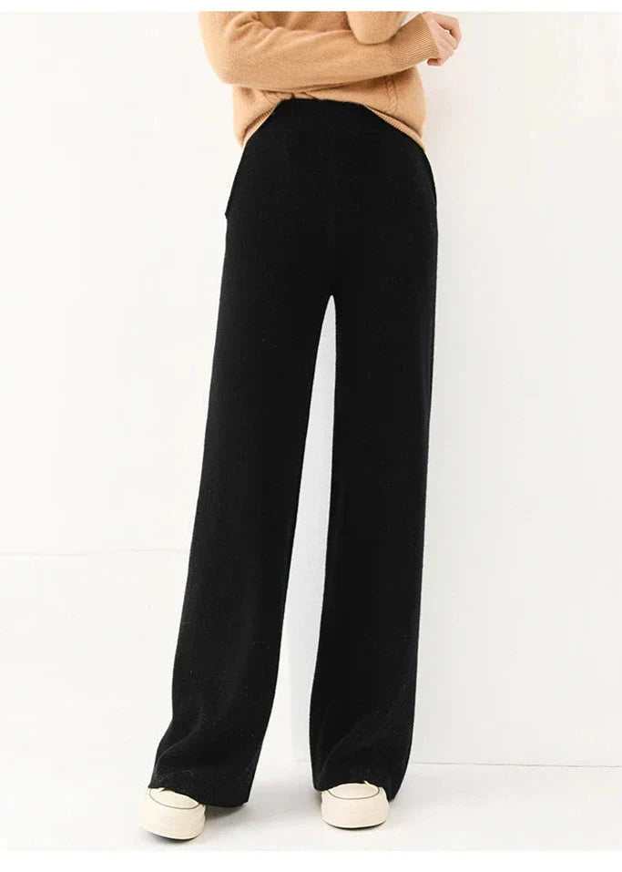 Dames Broek Merinowol Hoge Taille Wide-Leg