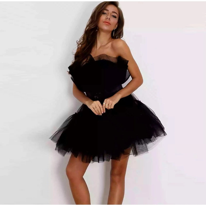 Dames Tulle Jurk – Feestelijk, Getailleerd, Geschikt voor Avondkleding