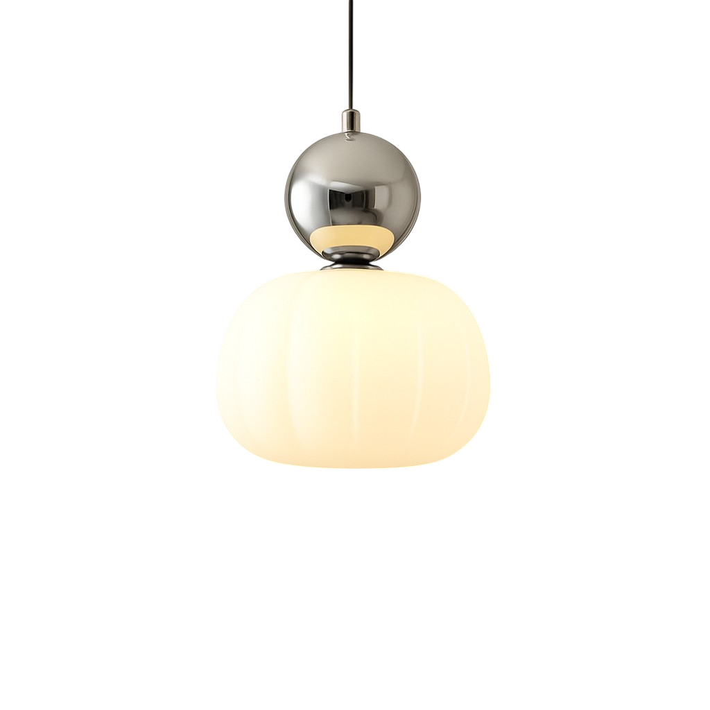Art Deco Hanglamp met Acrylen Kap en Gelakte Bol