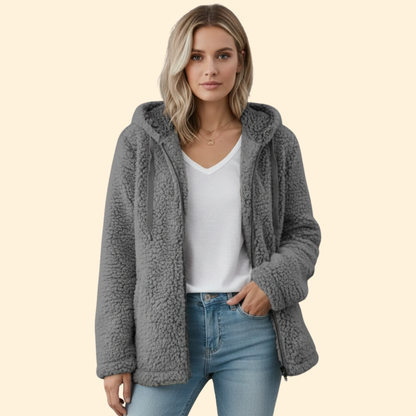 Dames Teddy Jas met Capuchon - Fleece Winterjas