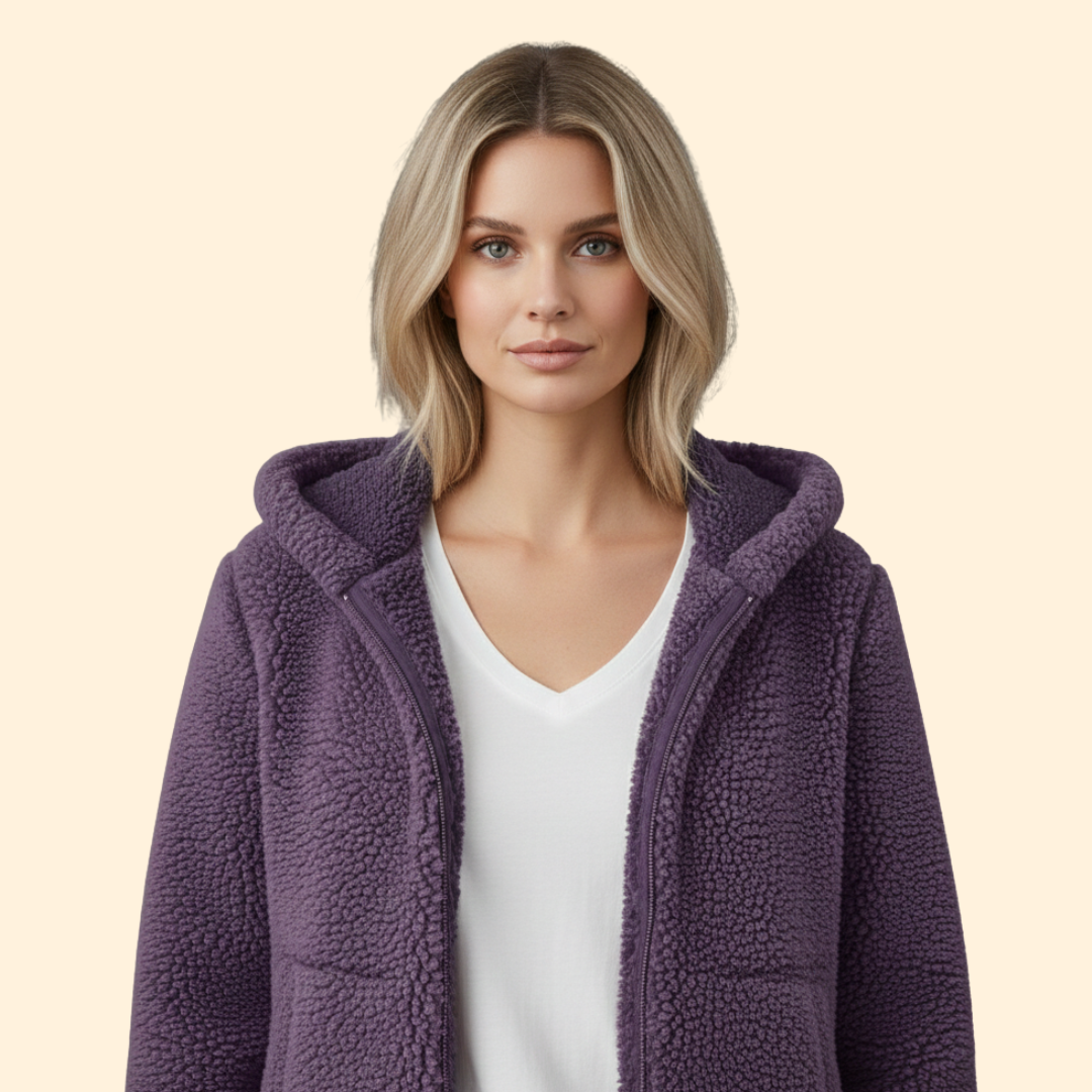 Dames Teddy Jas met Capuchon - Fleece Winterjas