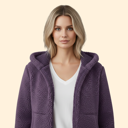 Dames Teddy Jas met Capuchon - Fleece Winterjas