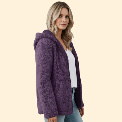 Dames Teddy Jas met Capuchon - Fleece Winterjas