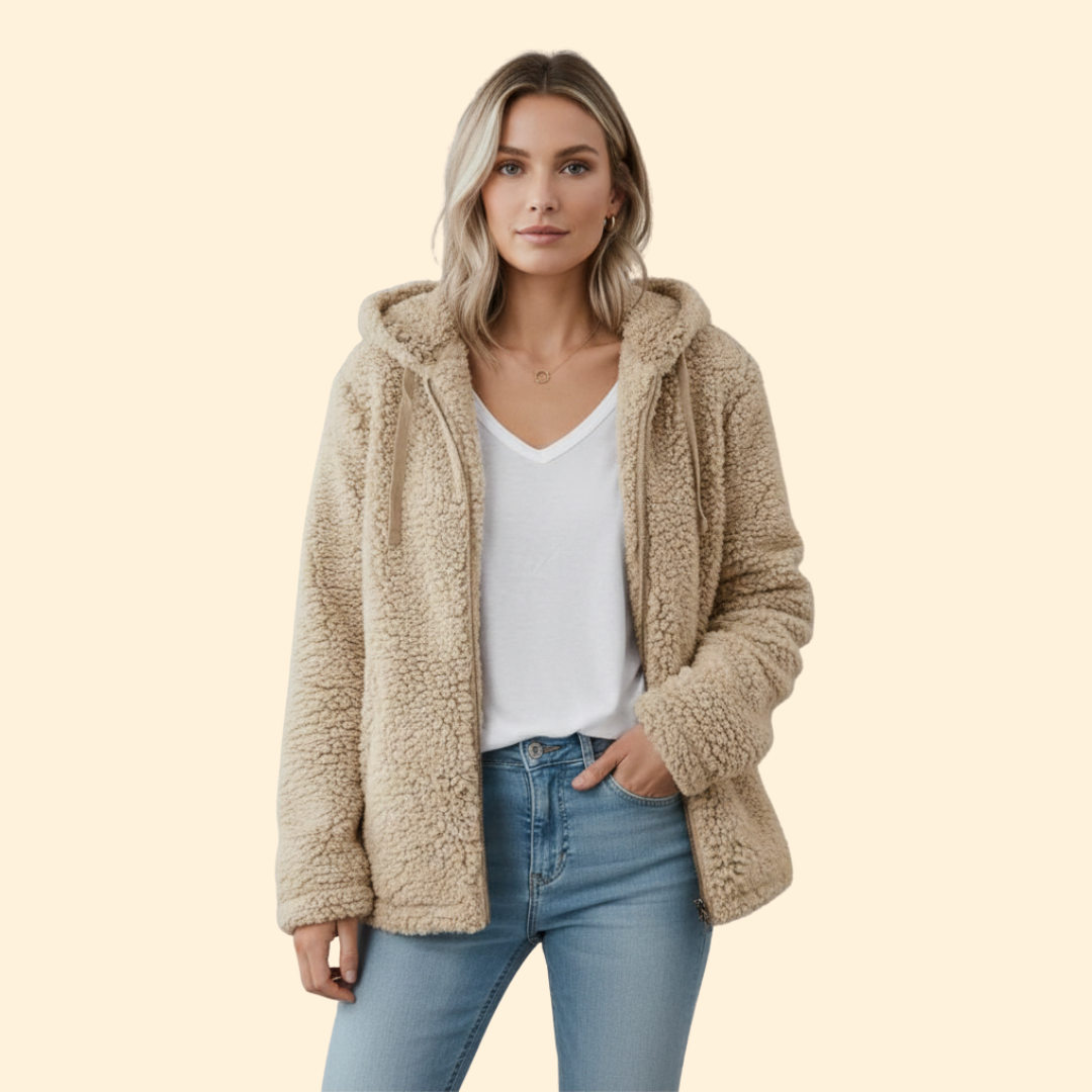 Dames Teddy Jas met Capuchon - Fleece Winterjas