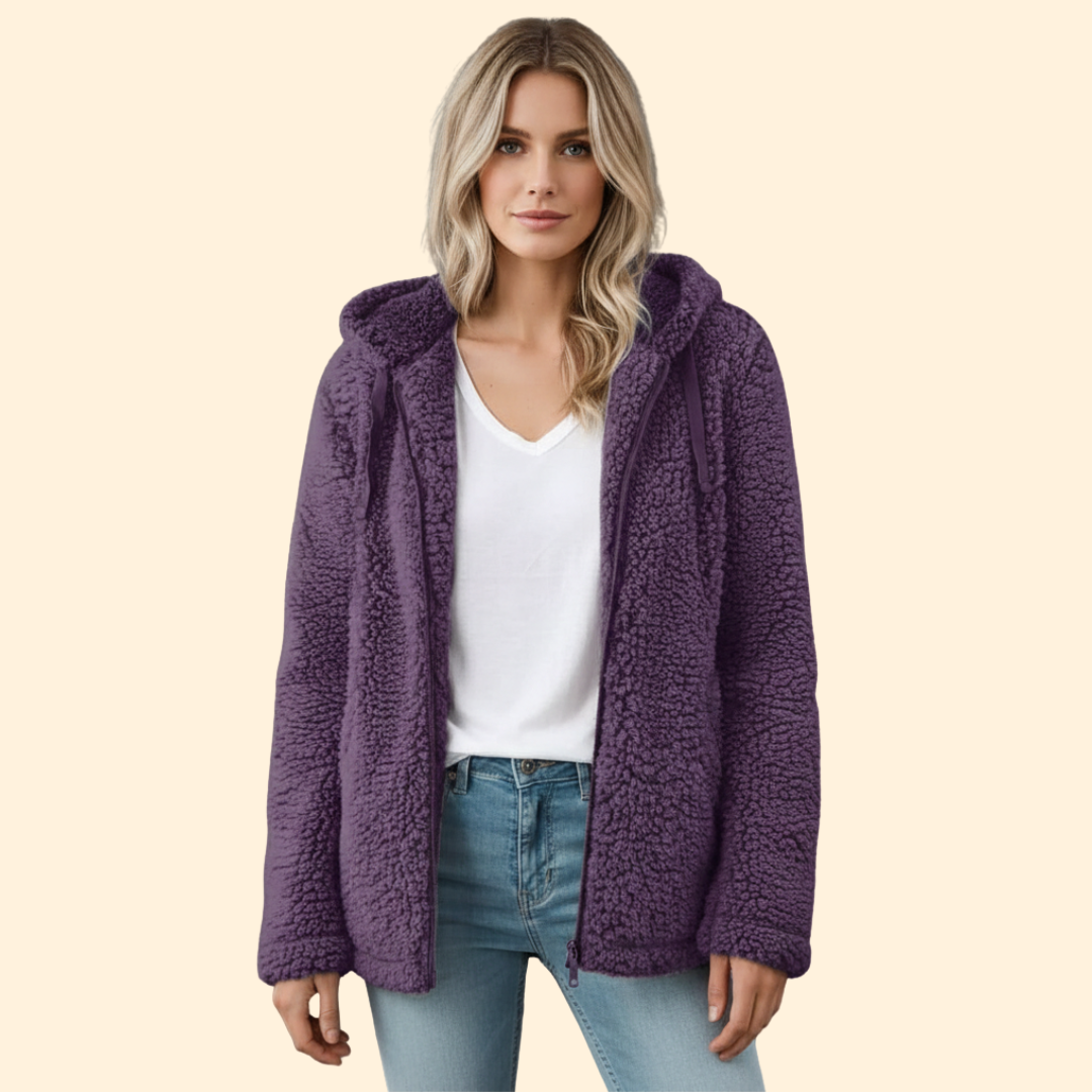 Dames Teddy Jas met Capuchon - Fleece Winterjas
