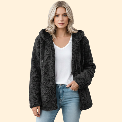 Dames Teddy Jas met Capuchon - Fleece Winterjas
