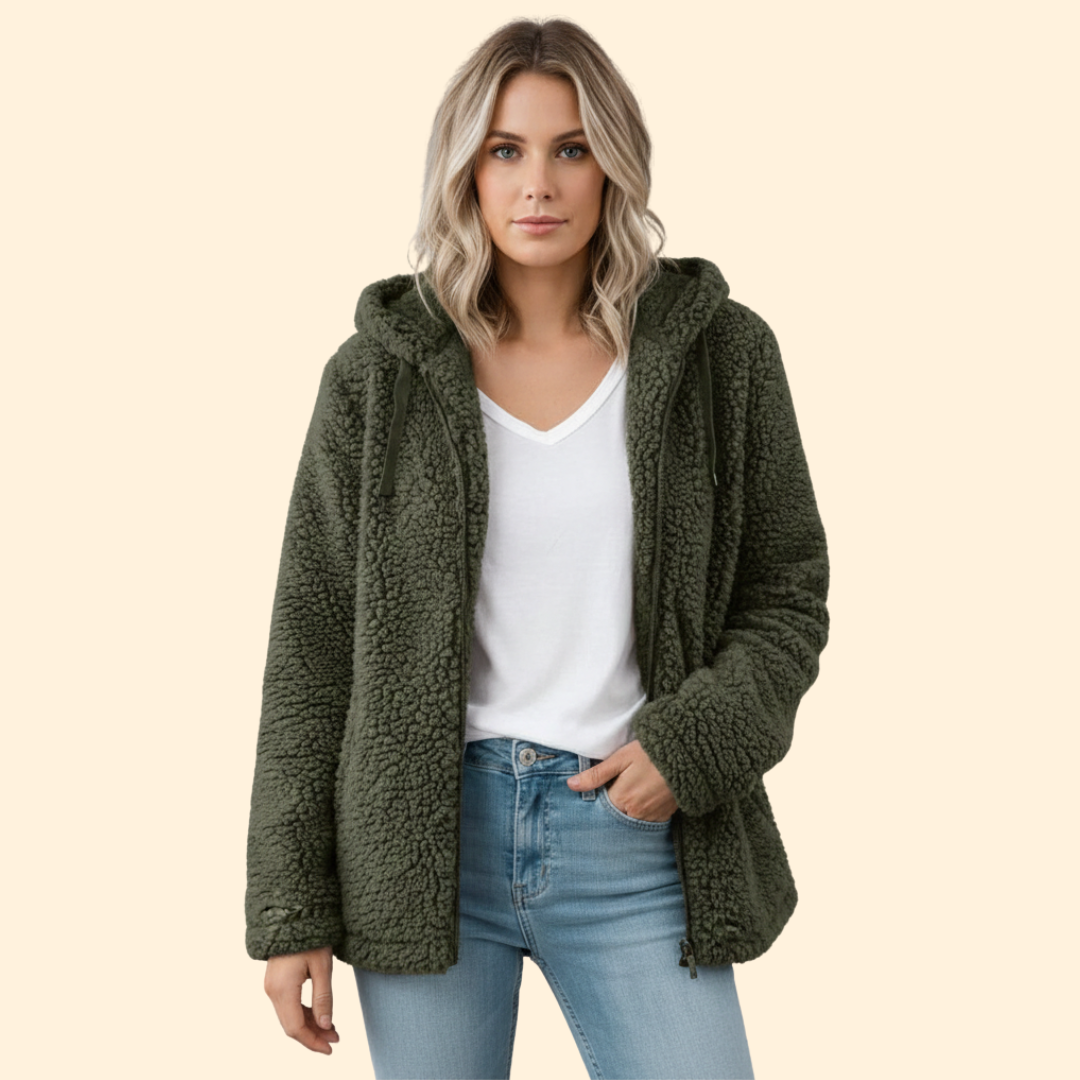 Dames Teddy Jas met Capuchon - Fleece Winterjas