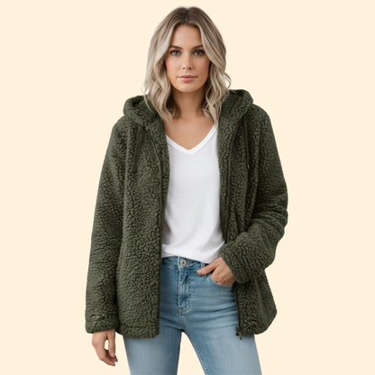 Dames Teddy Jas met Capuchon - Fleece Winterjas