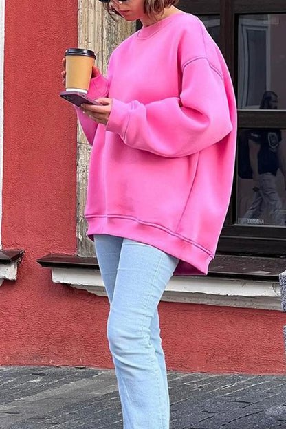 Dames Oversized Sweatshirt – Katoen, Casual met Ronde Hals voor Comfortabele Dagelijkse Outfits