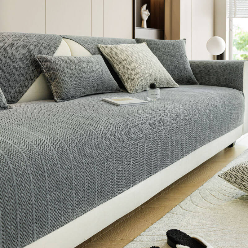 Bankhoes Chenille Anti-Slip - Huisdiervriendelijk & Wasbaar