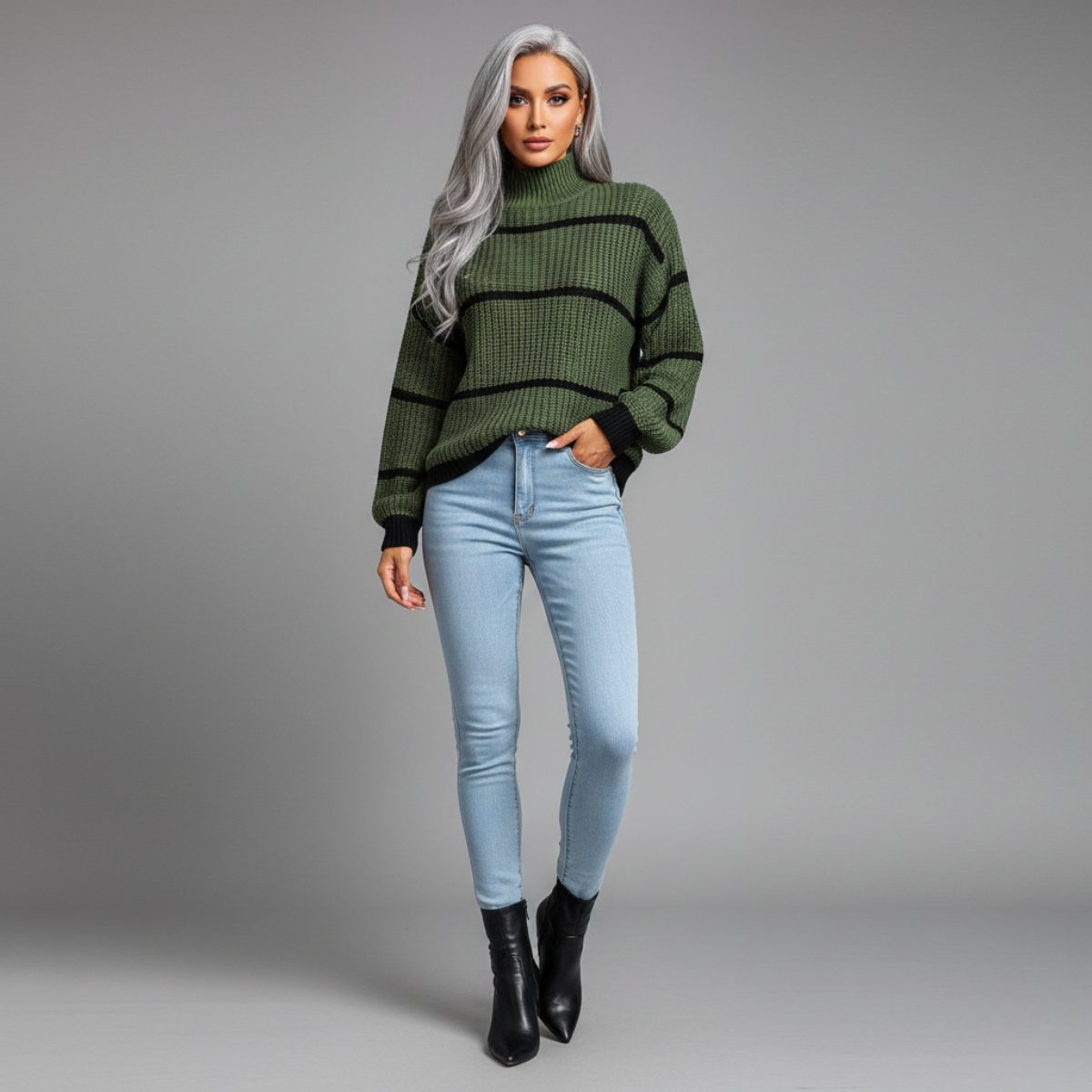 Sophie - Stijlvolle Gestreepte Coltrui voor Vrouwen