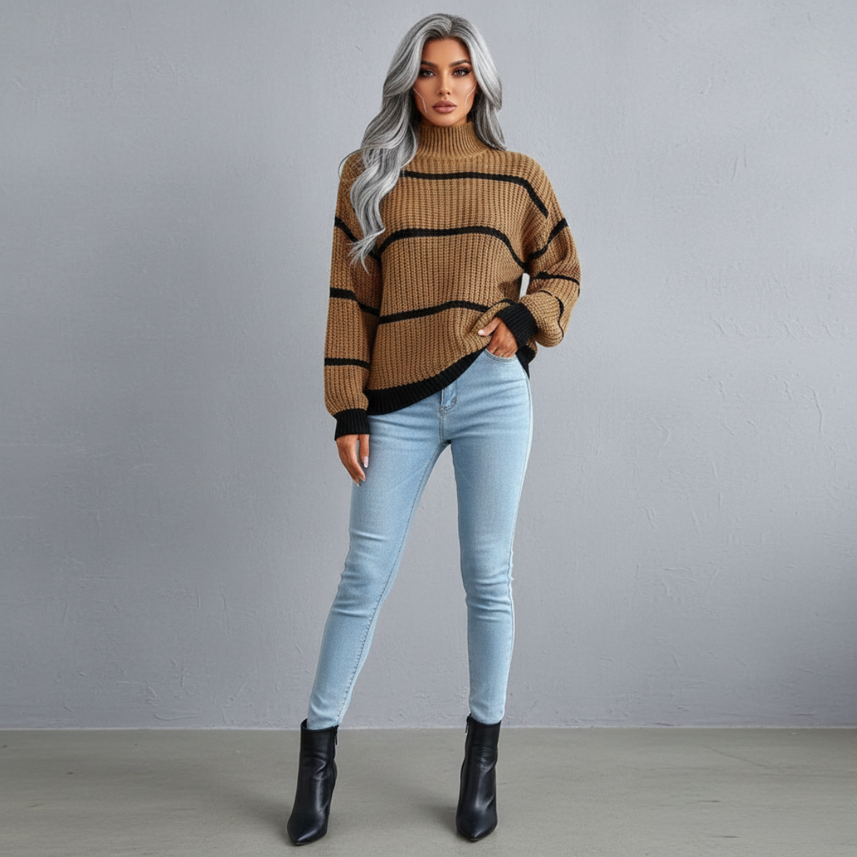 Sophie - Stijlvolle Gestreepte Coltrui voor Vrouwen