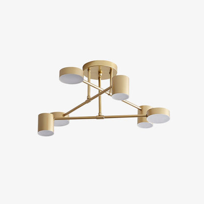 Plafondlamp Sputnik Design met Kruisende Armen en Cilindrische Lichtpunten