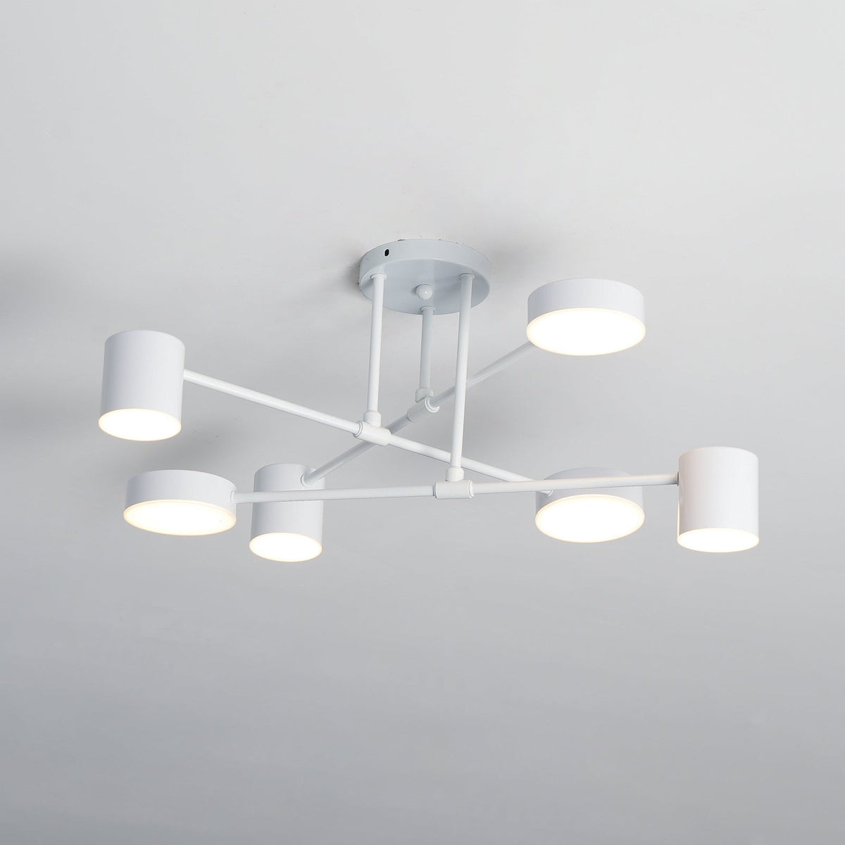 Plafondlamp Sputnik Design met Kruisende Armen en Cilindrische Lichtpunten