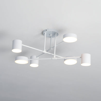 Plafondlamp Sputnik Design met Kruisende Armen en Cilindrische Lichtpunten