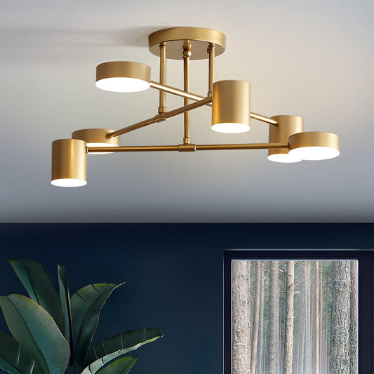 Plafondlamp Sputnik Design met Kruisende Armen en Cilindrische Lichtpunten