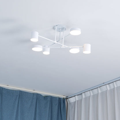 Plafondlamp Sputnik Design met Kruisende Armen en Cilindrische Lichtpunten