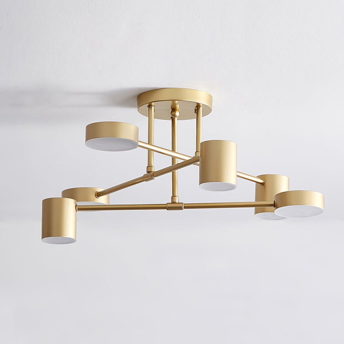 Plafondlamp Sputnik Design met Kruisende Armen en Cilindrische Lichtpunten