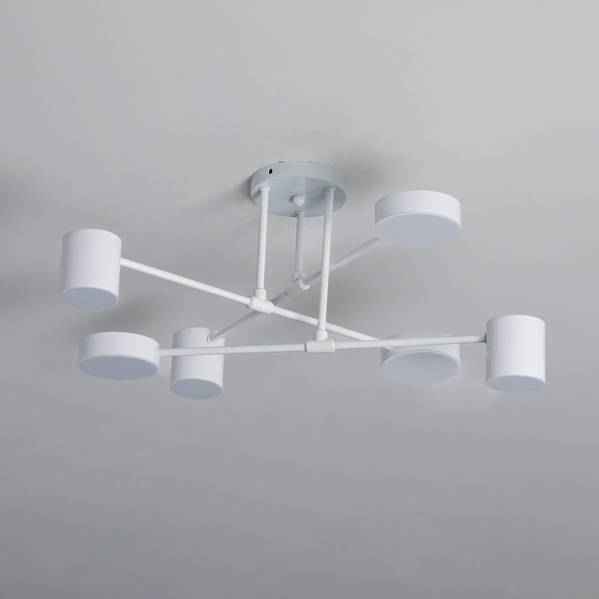 Plafondlamp Sputnik Design met Kruisende Armen en Cilindrische Lichtpunten