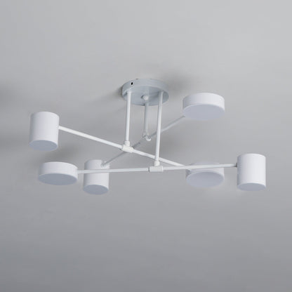 Plafondlamp Sputnik Design met Kruisende Armen en Cilindrische Lichtpunten
